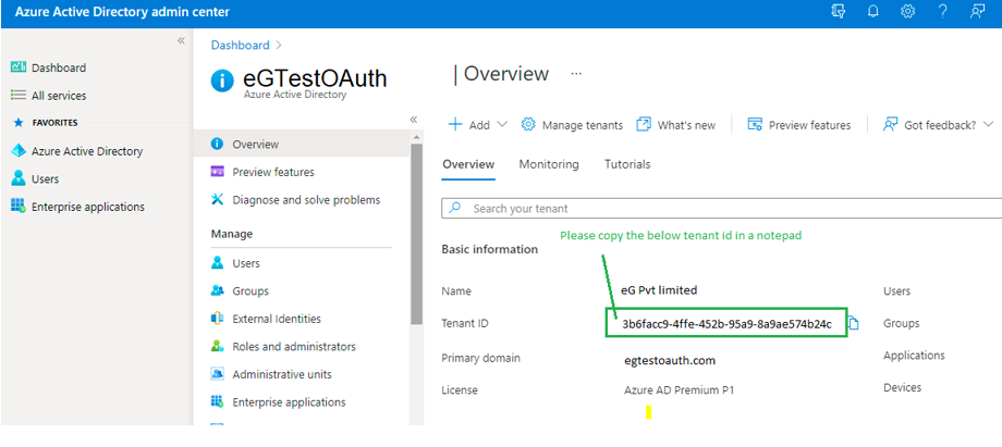 Copying Tenant ID