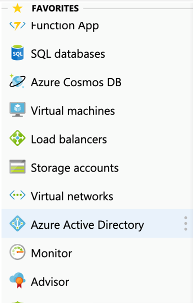Picking Azure Active Directory from FAVORITES
