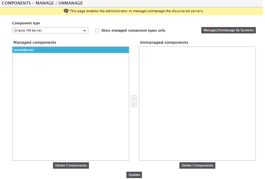 Configuration of Components to be Managed