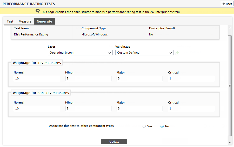 Custom Defining Weightage Values