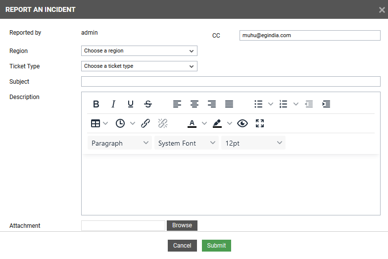 Reporting Bugs from eG Admin Interface