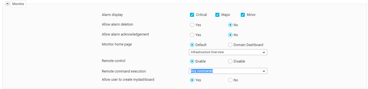 Configuring Monitor Settings for New User/Group