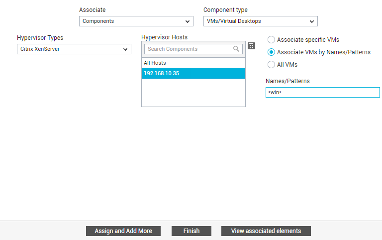 Associating Specific Patterns of VMs with Entity