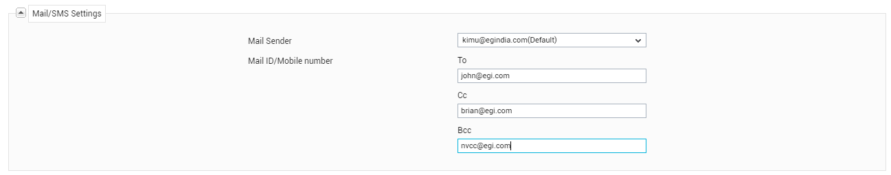 Configuring Mail/SMS Settings