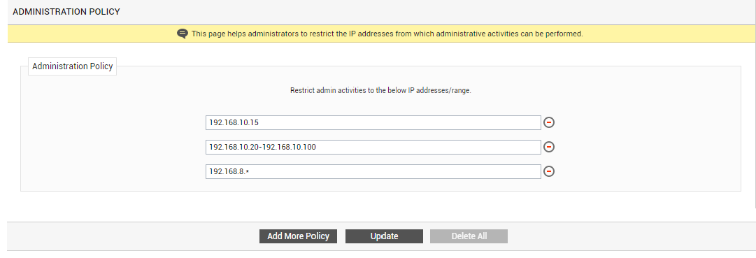 Adding More Administration Policies