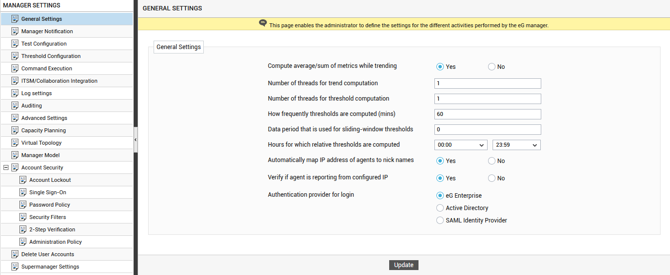 Configuring General Manager Settings