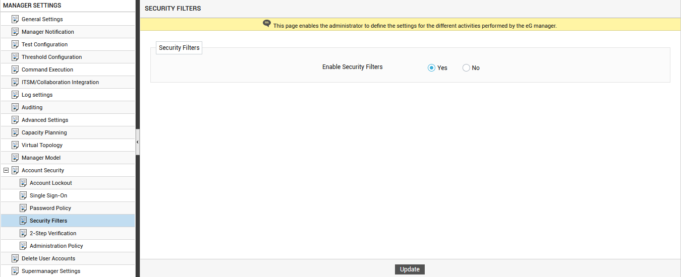 Enabling/Disabling Security Filters