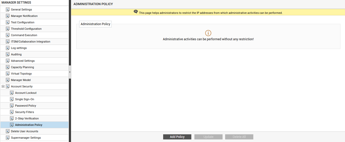 Configuring Administration Policy