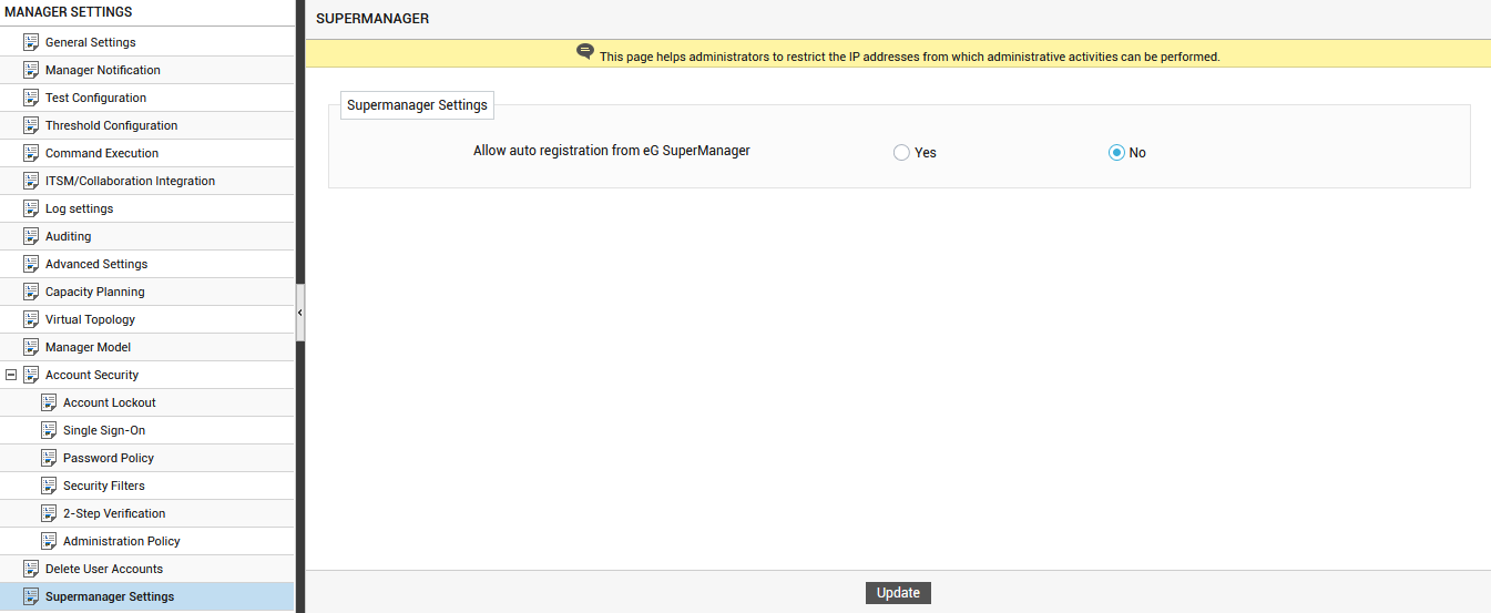 Automatically Associating eG SuperManager with eG Manager