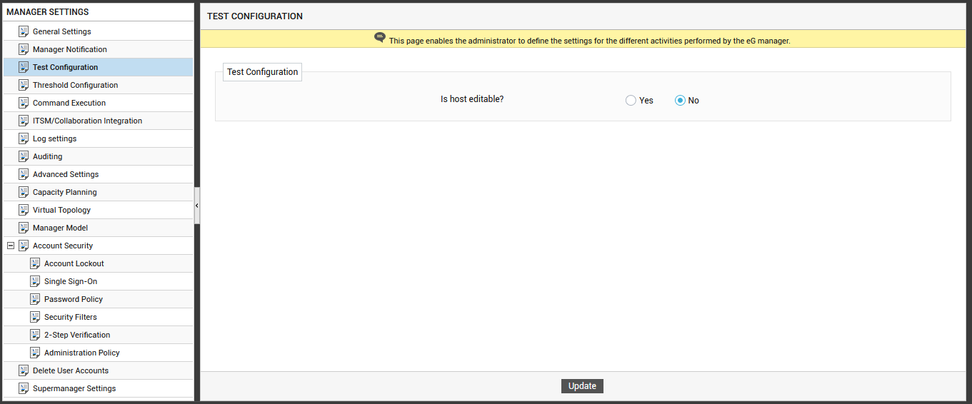 Configuring Test Configuration Settings