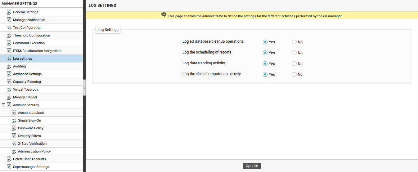 Configuring Log Settings