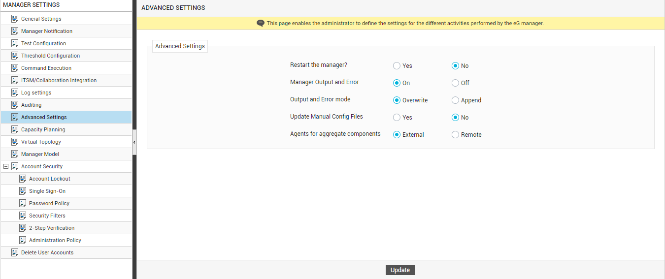 Configuring Advanced Manager Settings