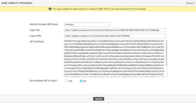 Configuring IdP in eG Enterprise
