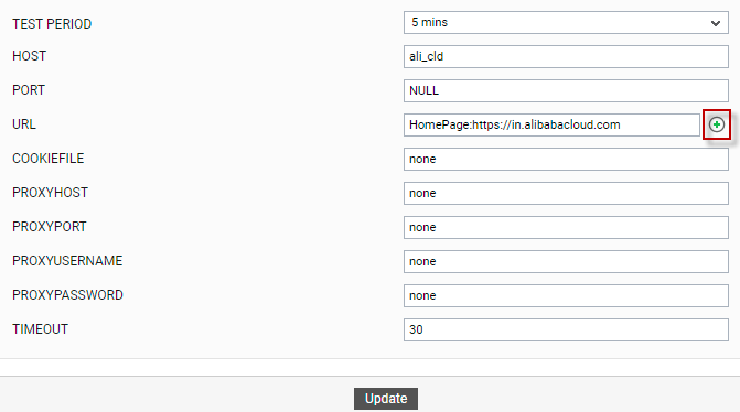 Configuring Alibaba Web Access Test