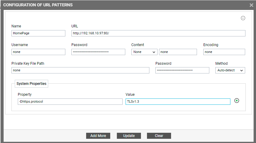 Configuring Multiple URLs for HTTP Test of Apache Web Server