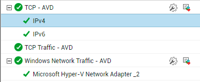 Tests associated to Network/TCP tab page