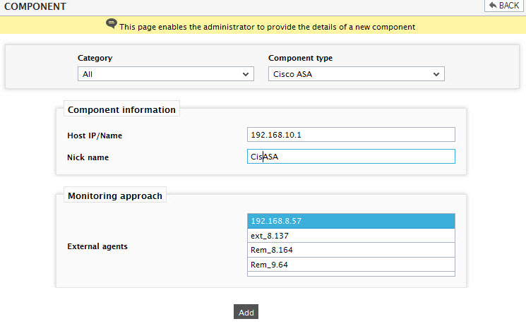 Adding Cisco ASA component