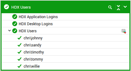 Tests associated to HDX Users layer