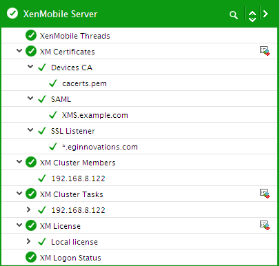 Tests associated to XenMobile Server layer