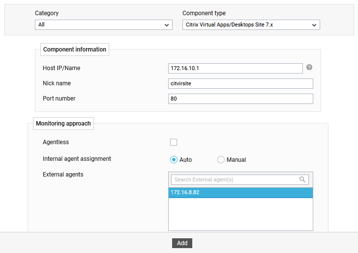 Adding Citrix Virtual Apps/Desktops Site server component 