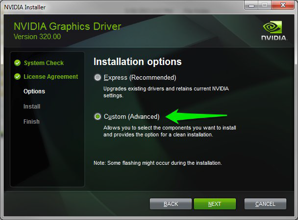 express or custom install nvidia