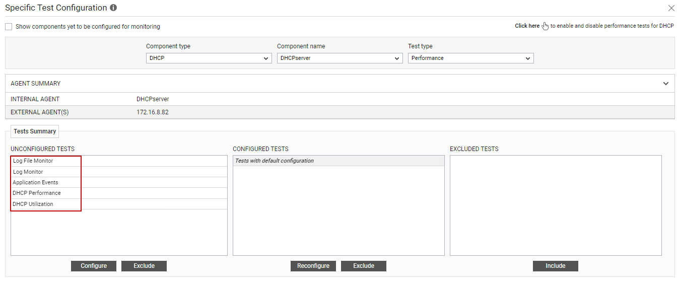 Unconfigured tests for DHCP component