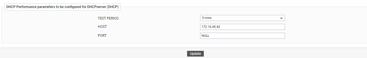 Configuration of DHCP Performance test