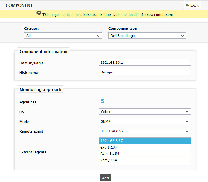 Adding Dell EqualLogic component