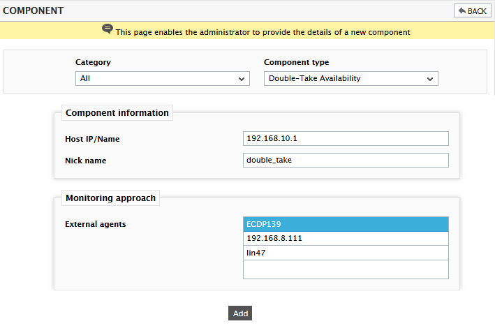 Adding Double-Take Availability server component