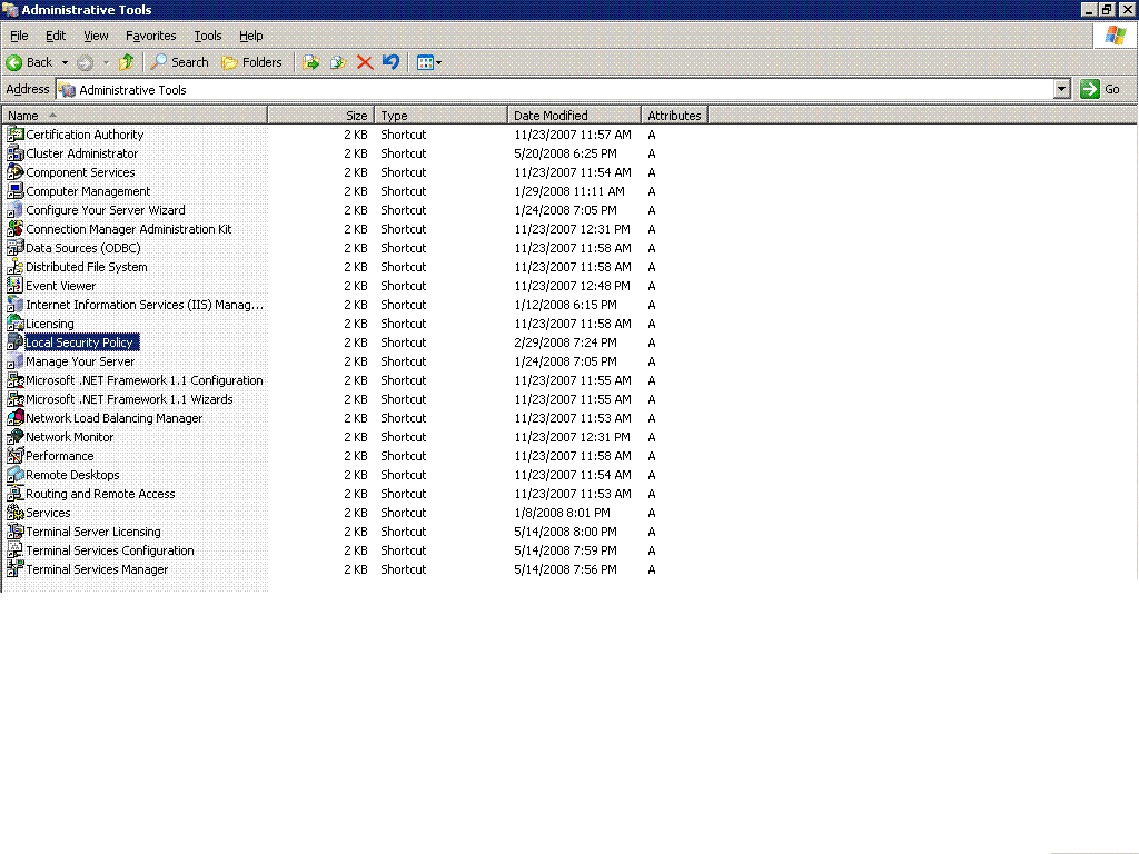 Opening Local Security Policy