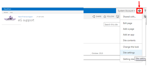 Selecting Site Settings Option from Home Page
