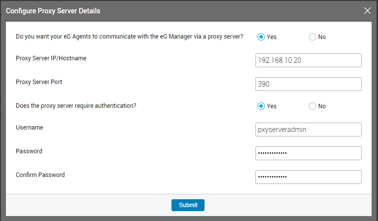 Configuration of eG Agent-Manager Communication via Proxy Server