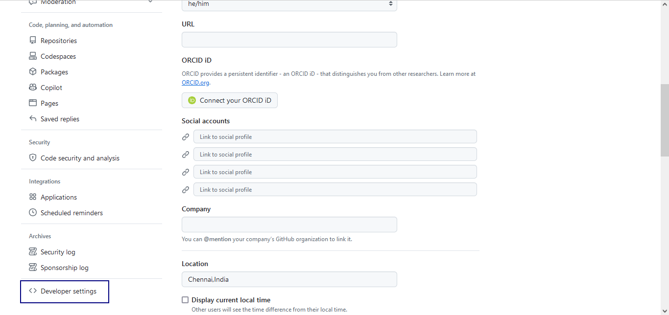 Clicking Developer settings option