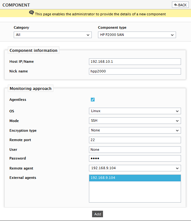 Adding HP P2000 SAN Storage System Server
