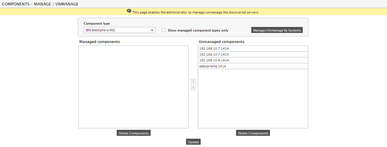 Viewing List Of Unmanaged IBM WebSphere MQ Servers 