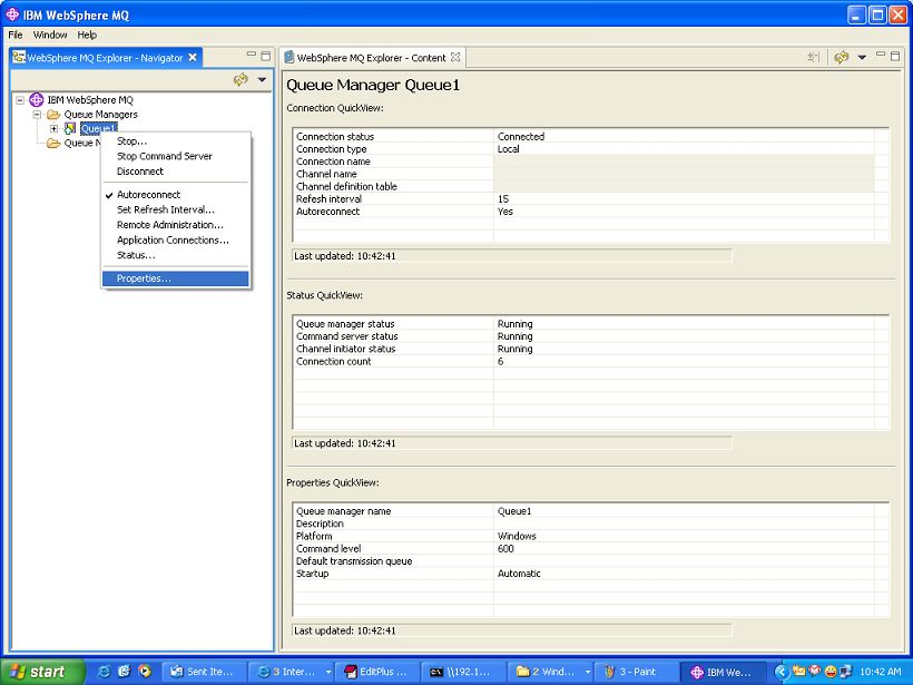 Viewing Properties Of Queue Manager