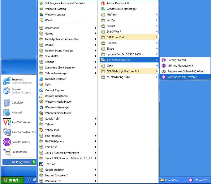Opening IBM WebSphereMQ Explorer 
