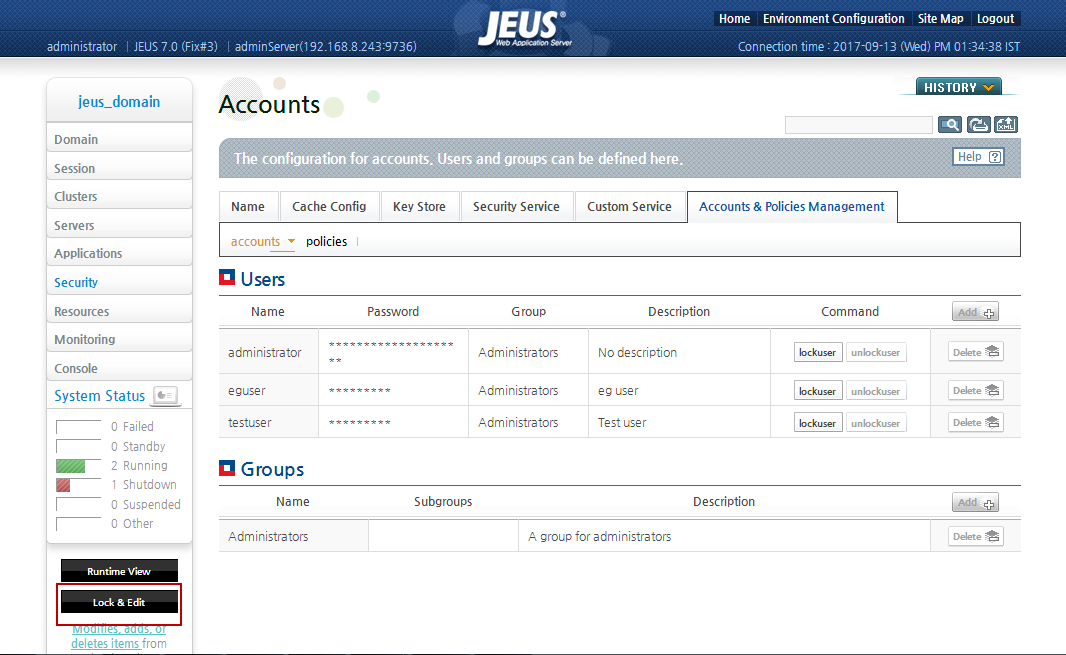 Accounts Screen