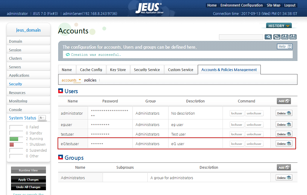 Displaying Newly Created User
