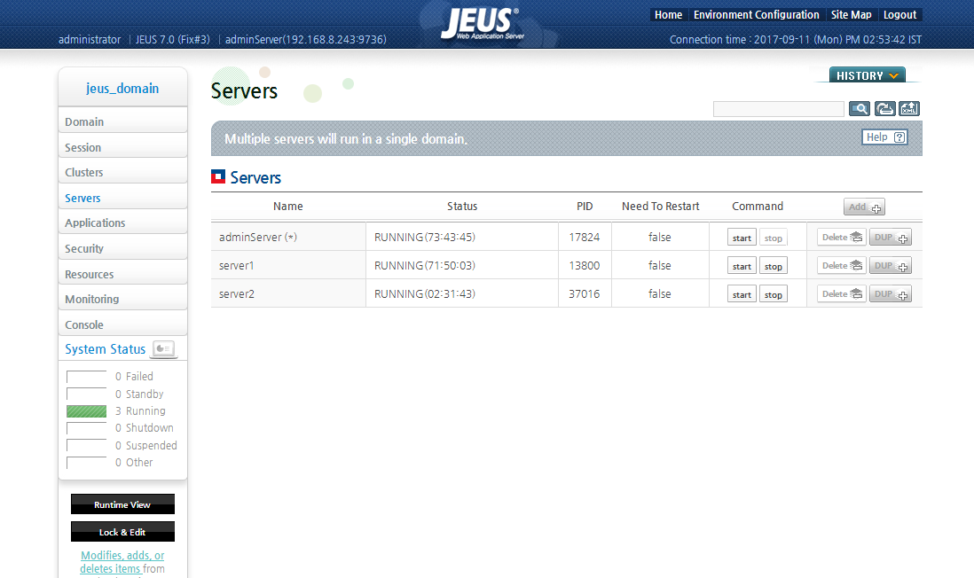Servers Page