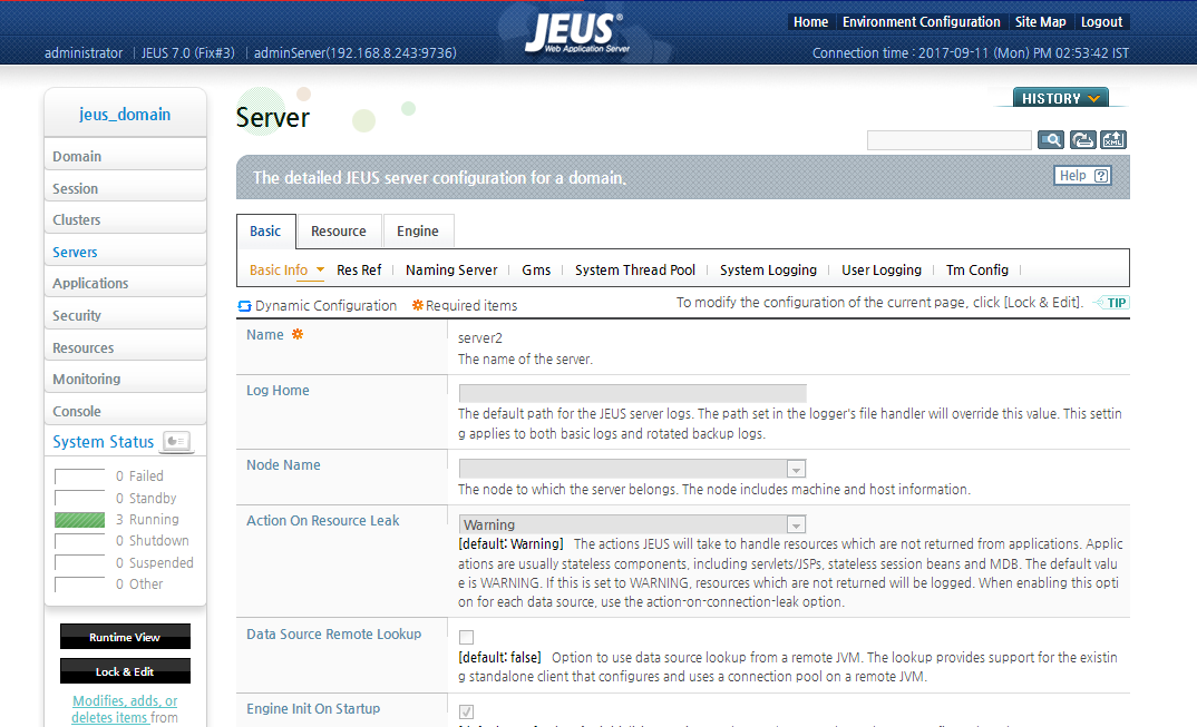 Detailed JEUS Configuration For Domain