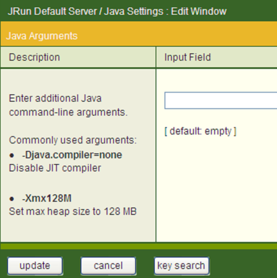 Configuring Java Arguments