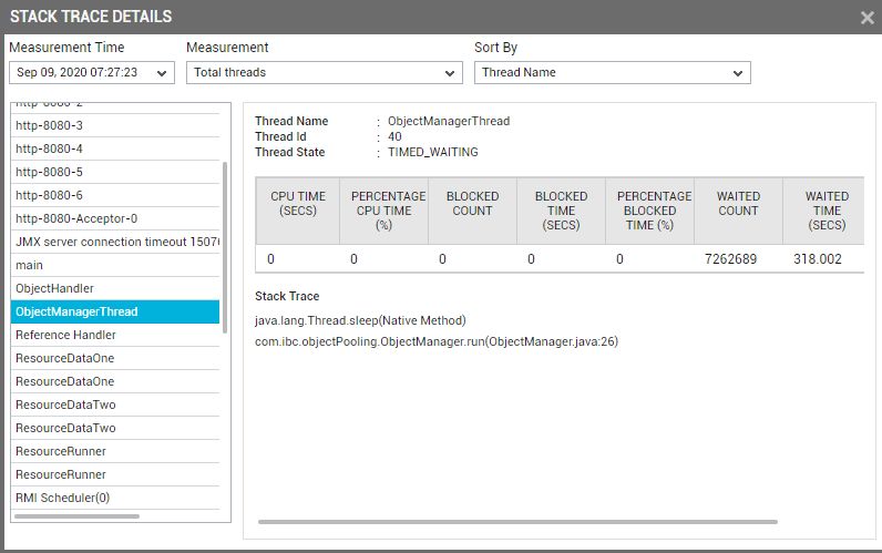 Viewing Stack Trace Of ObjectManagerThread