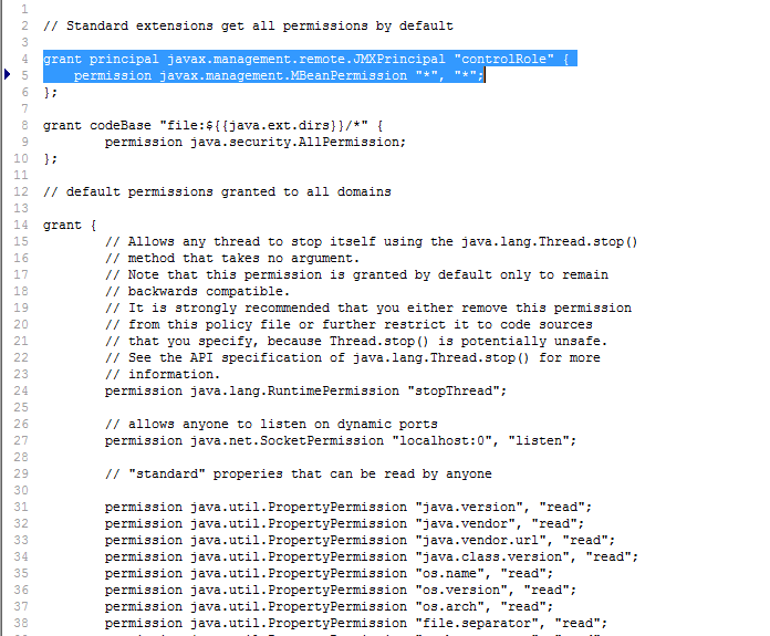 Editing Java Policy File