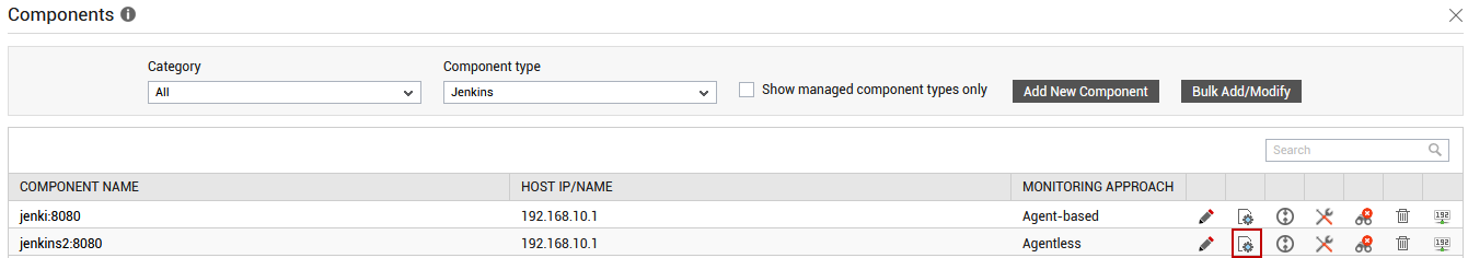 Components Page Showing Newly Added Jenkins Components