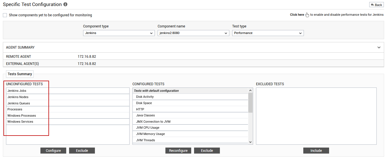 Unconfigured tests ForJenkins Component