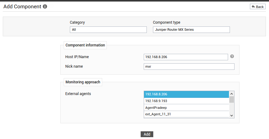 Adding Juniper MX Router Component