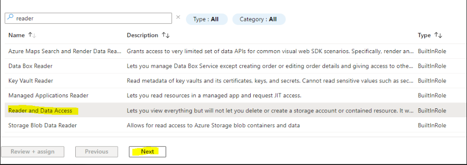 Selecting Reader and Data Access Role