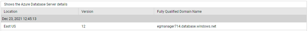 Azure Database Server Details Test State Mesure Detailed Diagnosis