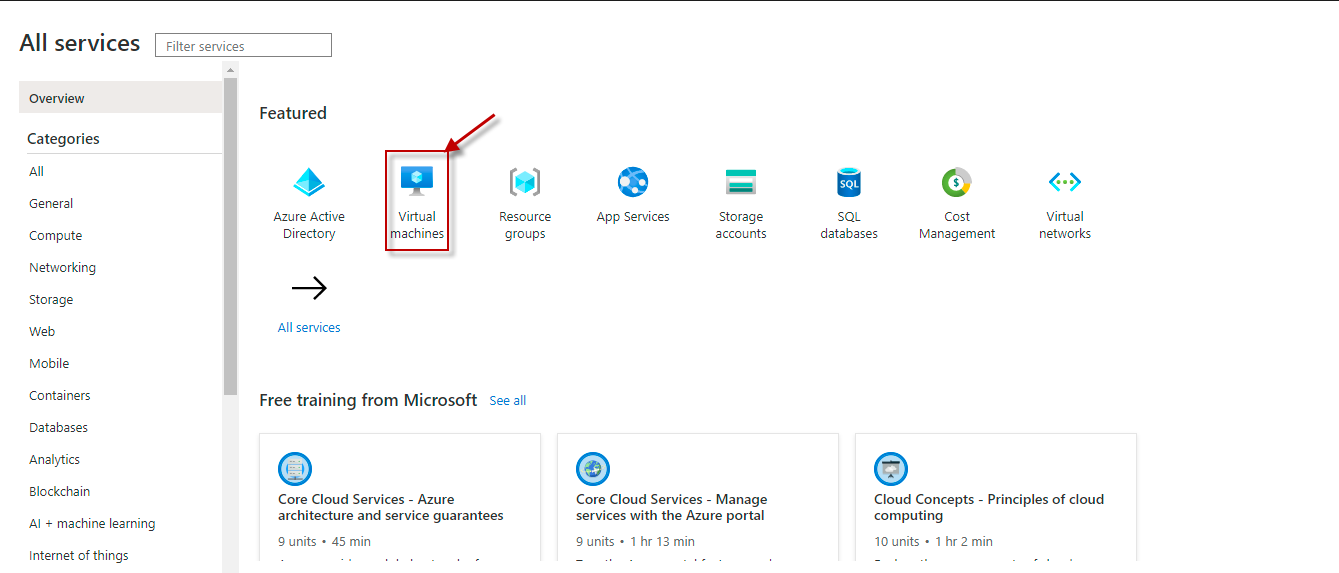 Selecting Virtual Machines Service